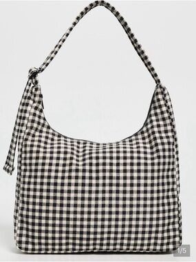 BAGGU Black and White Gingham Shoulder Bag